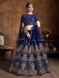 Navy Blue Zari Embroidery Art Silk Bridal Lehenga Choli With Dupatta (Default)