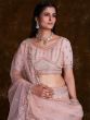 Elegant Baby Pink Embroidered Soft Net Wedding Lehenga Choli