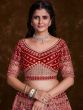 Stunning Red Embroidered Art Silk Bridal Lehenga Choli With Dupatta