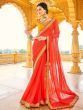 Stunning Red Thread Embroidered Georgette Saree With Blouse