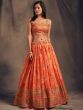 Orange Floral Embroidered Organza Wedding Wear Lehenga Choli