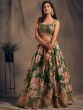 Green Floral Embroidered Organza Wedding Wear Lehenga Choli