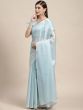 Awesome Sky Blue Jimi Silk Official Event Wear Saree With Pallu Lace Border