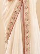 Splendid Cream Fancy Embroidery Georgette Saree With Blouse