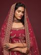 Maroon Thread Embroidery Art Silk Wedding Wear Lehenga Choli