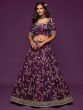 Purple Thread Embroidery Art Silk Wedding Wear Lehenga Choli