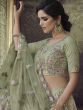 Green Thread Embroidered Net Wedding Wear Lehenga Choli