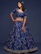 Blue Thread Embroidery Art Silk Wedding Wear Lehenga Choli
