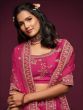 Pink Thread Embroidery Art Silk Wedding Wear Lehenga Choli