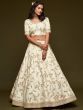 White Thread Embroidery Art Silk Wedding Wear Lehenga Choli