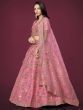 Marvelous Pink Sequins Work Slub Silk Wedding Wear Lehenga Choli
