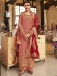 Incredible Dusty Pink Thread Embroidery Georgette Palazzo Suit
