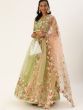 Green & Green Embroidered Semi-Stitched Myntra Lehenga & Unstitched Blouse with Dupatta