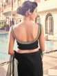 Dazzling Black Zari Work Organza Cocktail Party Frill Saree With Blouse