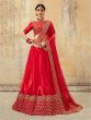 Red Zari Embroidered Soft Net Wedding Lehenga Choli