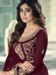 Shamita Shetty Maroon Embroidered Georgette Anarkali Gown