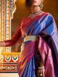 Astounding Blue-Pink Weaving Banarasi engagement Saree
