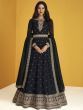 Fabulous Black Embroidered Silk Festival Wear Long Anarkali Gown 