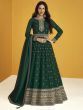 Amazing Green Embroidered Silk Traditional Wear Long Anarkali Gown
