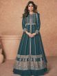 Glamorous Blue Embroidery Georgette Silk Readymade Anarkali Gown