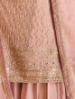 Magnificent Dusty Pink Embroidered Chinon Ready-Made Palazzo Suit
