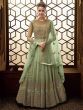Green Embroidered Net Wedding Wear Long Gown With Dupatta