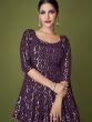 Amazing Purple Thread Embroidered Georgette Ready-Made Lehenga Suit