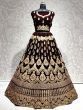 Brown Zari Embroidered Pure Velvet Bridal Lehenga Choli