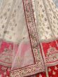 Cream & Red Dori Embroidered Silk Bridal Wear Lehenga Choli