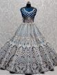 Stunning Blue Multi-Thread Work Velvet Lehenga Choli With Dupatta