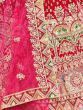  Pleasing Pink Zari Work Velvet Bridal Wear Lehenga Choli
