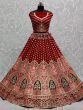  Captivating Red Thread Embroidery Velvet Bridal Wear Lehenga Choli