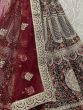 Good-looking Maroon Thread Diamond Velvet Bridal Lehenga Choli