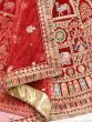 Adorable Red Zari Embroidery Velvet Bridal Wear Lehenga Choli