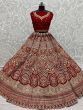 Hot Rose Red Velvet Embroidered Bridal Wear Lehenga Choli