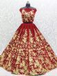 Adorable Red Multi-Thread Floral Velvet Bridal Wear Lehenga Choli
