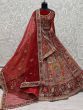 Great Maroon Multi-Thread Sequins Velvet Bridal Lehenga Choli