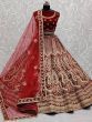 Excellent Maroon Multi Niddle Thread Velvet Bridal Wear Lehenga Choli