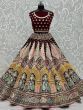 Amazing Dark Maroon Zari Multi-Thread Velvet Bridal Lehenga Choli 