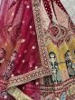 Stupendous Pink Multi-Thread Sequins Velvet Bridal Lehenga Choli