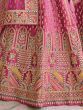 Adorable Pink Embroidered velvet Wedding Wear Lehenga Choli