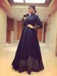 Neha Dhupia Navy Blue Embroidered Silk Party Wear Gown