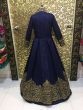 Neha Dhupia Navy Blue Embroidered Silk Party Wear Gown