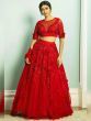 Red Floral Embroidery Net Wedding Wear Lehenga Choli With Dupatta (Default)
