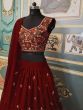 Maroon Thread Embroidered Georgette Wedding Wear Lehenga Choli
