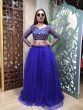 Neha Kakkar Royal Blue flared Net Party Wear Crop Top Lehenga
