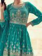 Magnetic Sea Green Embroidered Georgette Gharara Suit With Dupatta
