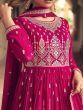 Fabulous Pink Embroidered Georgette Reception Wear Gharara Suit