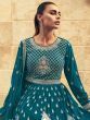 Awesome Blue Embroidered Georgette Gharara Suit With Dupatta
