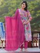 Marvelous Pink Floral Printed Silk Function Wear Pant Suit With Dupatta